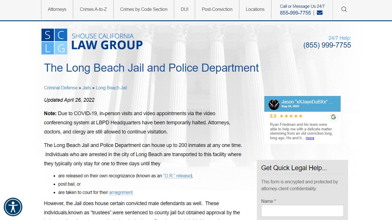 Information For The Long Beach CA Jail - shouselaw.com